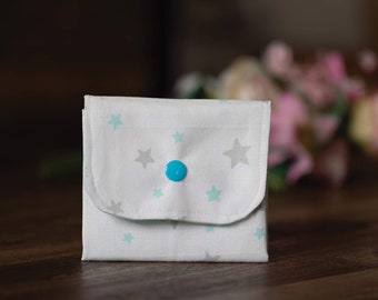 Handmade Coin Purse, Wallet Card Holder, Women’s Mini Wallet, Children’s Purse with 3 Compartments. Star Design-CP07