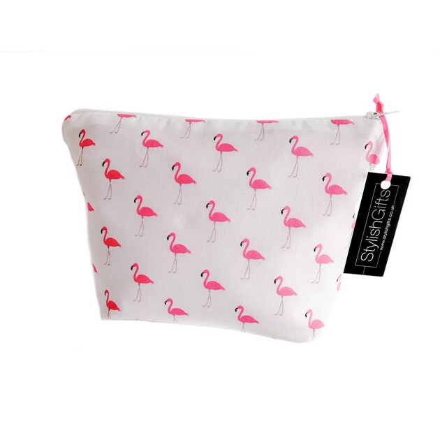 Unique Handmade Pink Flamingo Cotton Cosmetic Bag Limited Edition