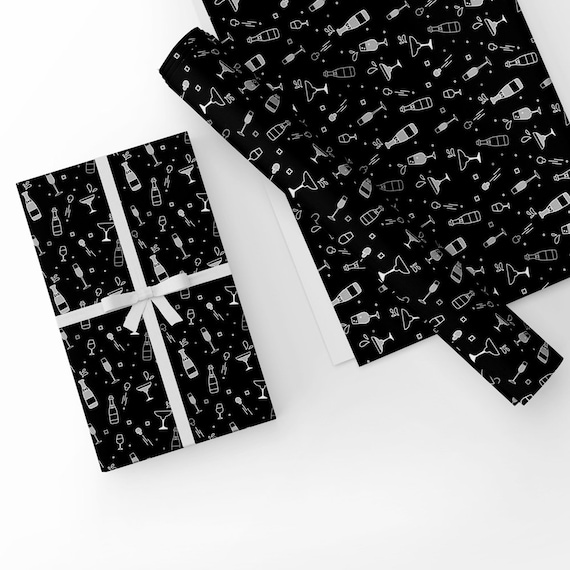 Black & Silver Lets Celebrate Gift Wrapping Paper-silver/grey Unique High  Quality Size A3 GP-295 