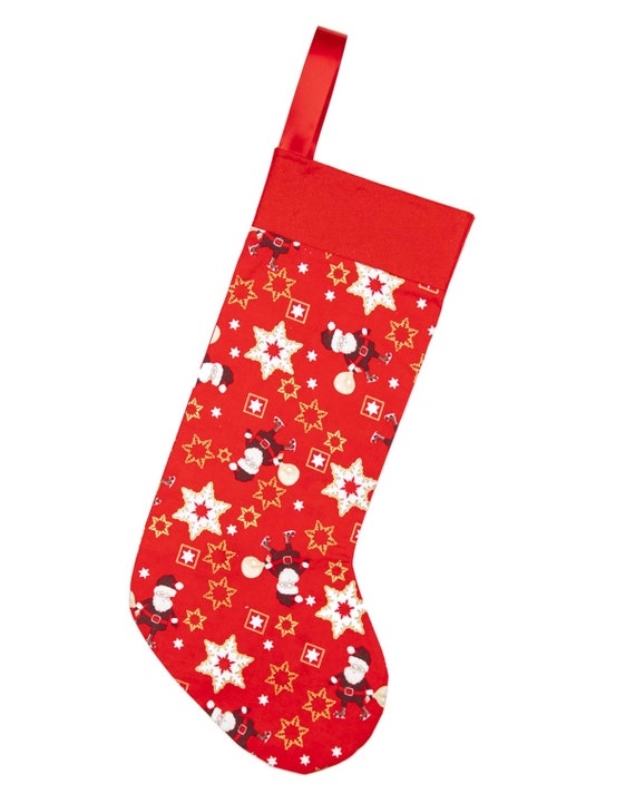 Santas, Star Christmas Sacks Handmade Christmas Stocking-red