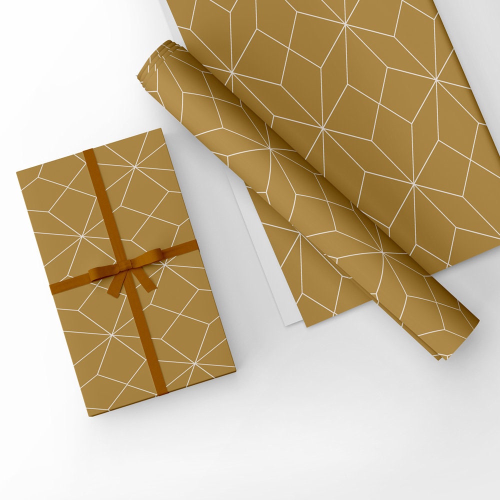 Elegant Wrapping Paper, Golden Designer Gift Wrap Paper, Holiday Gift Wrap,  Aged Gold Surface Design 