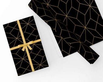 Gold & Black Geometric Design Gift Wrapping Paper-Unique High Quality Size A3 - GP-290