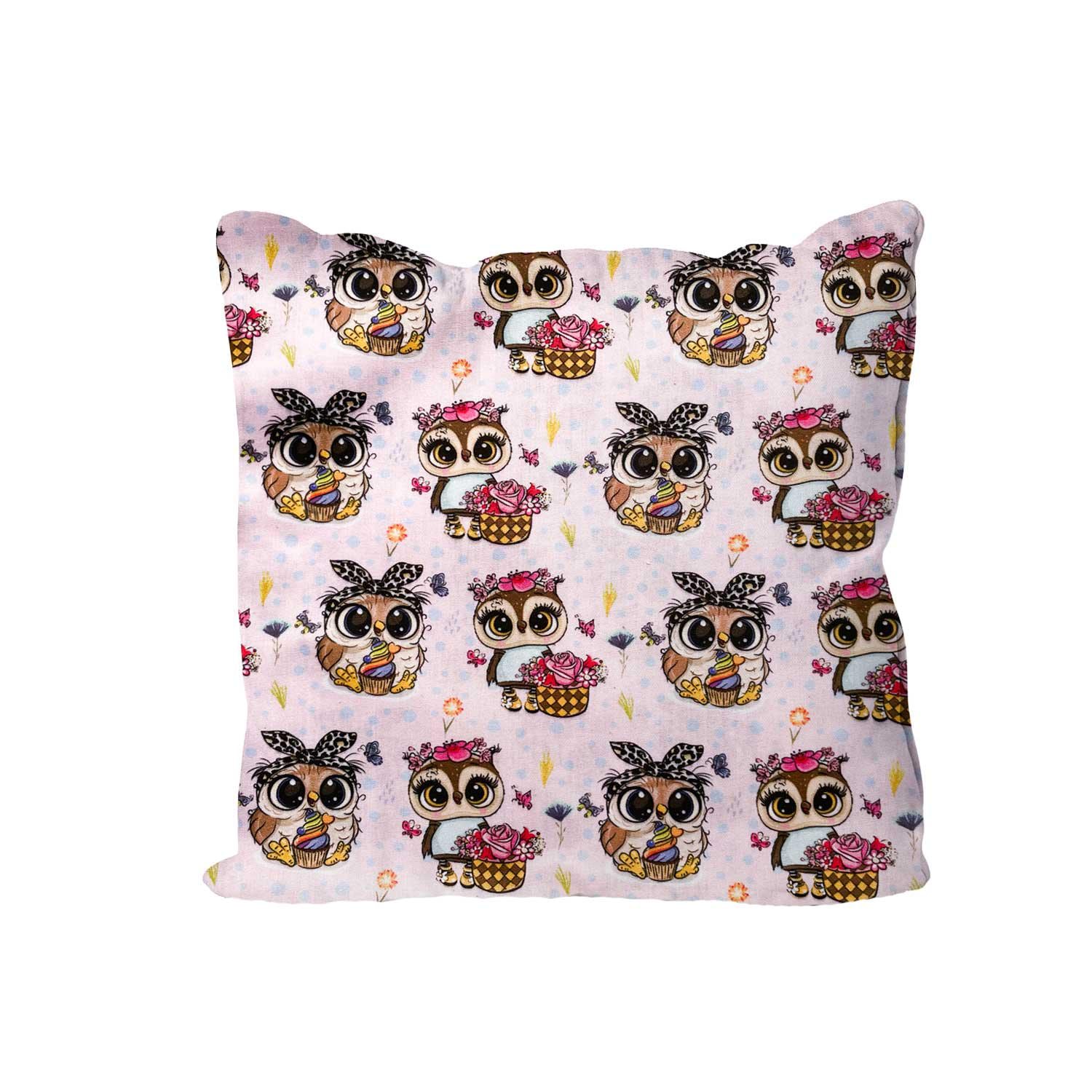 Mini Cushion Handmade. Cute Owls Design Cushion. Children's Cushion. Nursery Cushion. Size appro