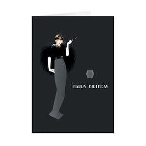Tarjeta de felicitación única de alta calidad, estilo Art Déco, feliz cumpleaños, tamaño A6, interior en blanco HGCCR029