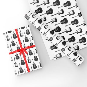 Unieke hoogwaardige zwart/witte gitaarcadeaupapier-formaat A3 - GP-113