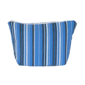 Unique Handmade Blue/White Zig Zag Cotton Cosmetic Bag. Limited Edition - UCB107