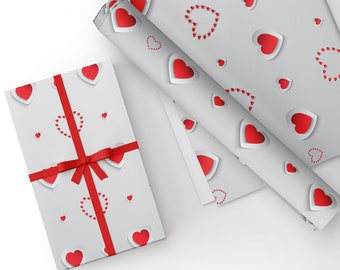 Unique High Quality Red/White Heart Style Gift Wrapping Paper-Size A3 - GP-157