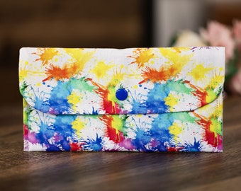 Handmade Purse, Wallet Card Holder, Women’s Wallet, Purse with inner Compartments. Paint Splash Design-CP47