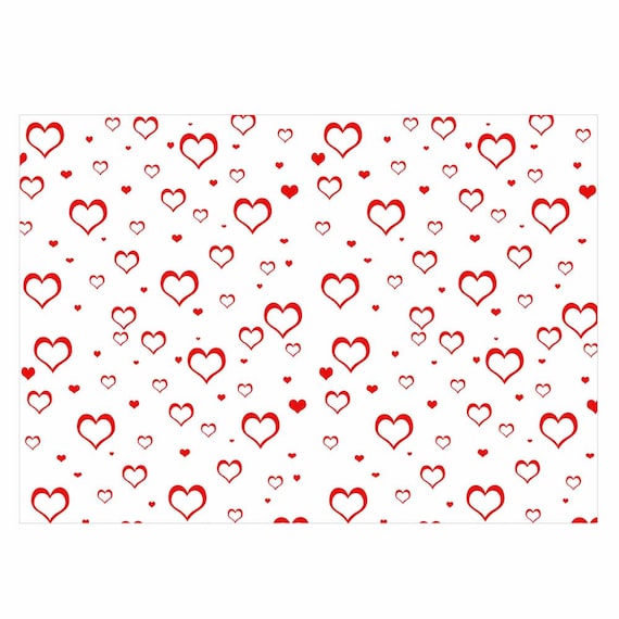 Gold Red Hearts Love Gift Wrap 1/2 Ream 417 ft x 30 in