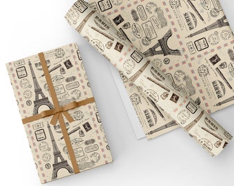 Eiffel Tower Gift Wrapping Paper, Paris Design