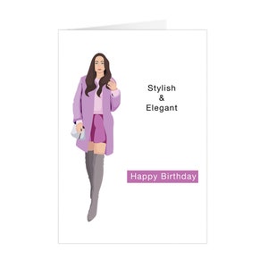 Cartão de aniversário exclusivo 'Elegante e elegante' Cartão de aniversário feminino - Tamanho A6-HGCCR22