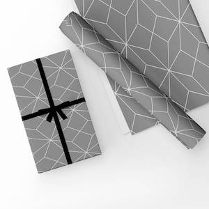 Grey & White Geometric Design Gift Wrapping Paper-Unique High Quality Size A3 - GP-303