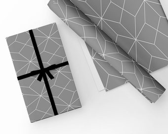 Grey & White Geometric Design Gift Wrapping Paper-Unique High Quality Size A3 - GP-303