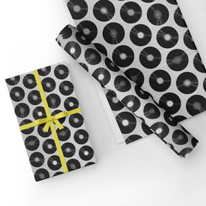 Carta da regalo con design esclusivo di alta qualità con dischi in vinile, argento/nero. Dimensioni: A3 (297 x 420 mm) - GP-211