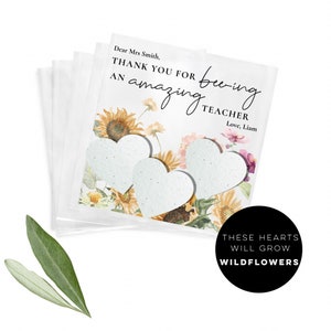 Personalised Teacher Thank You Card-School and Teacher Thank You Card-plantable cards-end of Term gift For Teachers-custom cards-kindy cards