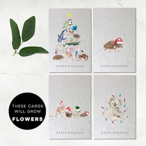 4 set-Plantable Christmas Cards-thank you cards-seed paper-Australian Christmas cards-eco friendly cards-sustainable cards