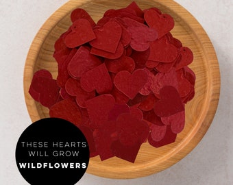 Mini plantable paper hearts-red-paper hearts-seed paper hearts-seed paper-wedding-wedding favours-plantable hearts-hearts-wedding-Valentines