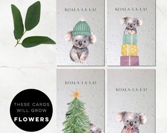 4 set-Plantable Christmas Cards-thank you cards-seed paper-Australian Christmas cards-eco friendly cards-sustainable cards