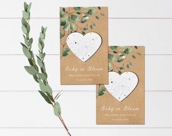 Plantable Seed Paper Baby Shower Favors: Wildflower seeds, plantable heart favours