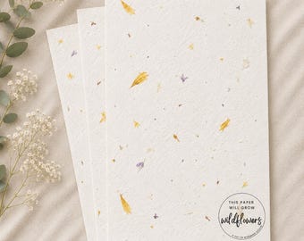 A4 Wildflower Seed Paper: Plantable Petal Paper, Eco Stationery