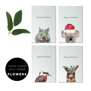 4 set-Plantable Christmas Cards-thank you cards-seed paper-Australian Christmas cards-eco friendly cards-sustainable cards