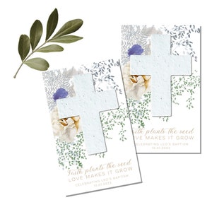 Favores de bautismo-Primera Comunión favor tarjetas-semillas de papel de papel-niño Bautismo-Bautizo de favores-dedicación-primera comunión favores-semilla de papel