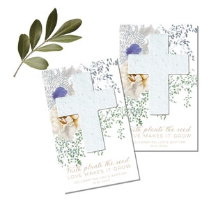 Baptism favors-First Communion favor cards-seed paper cards-boy Baptism-Christening favors-dedication-first holy communion favors-seed paper