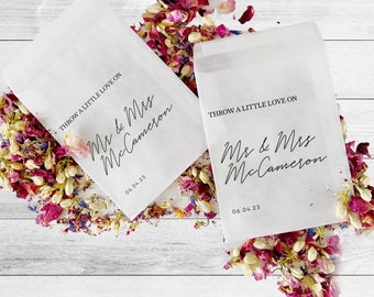 Wedding Confetti Bags-100% Biodegradable Glassine Bags-Personalised Packets-Wedding Confetti-Petal Confetti-Confetti Packets-confetti packs