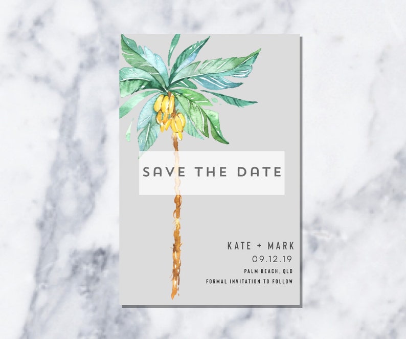Destination Wedding Save the Date postcard magnet-Palm Save the Date-Save the date magnets-Custom Save the date-Save the date postcard