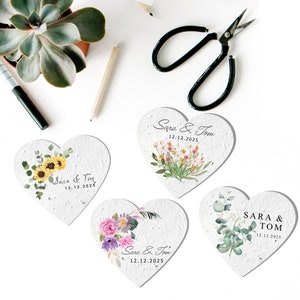 Bulk Plantable Heart shapes-Thank you-Wedding favour-Seed paper-heart gift labels-seed paper favor-wedding favor-custom seed packet favors
