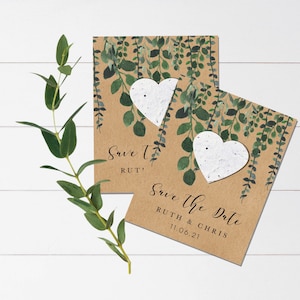 Guarde a data plantável | papel semente salve a data | Salve a data floral | Salve a data personalizada | Rústico, salve a data | coração plantável