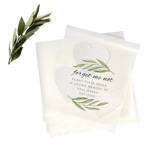Sachet de graines commémoratif-sachet de graines-sachets de graines de faveurs-sachets de graines funéraires-graines personnalisées-célébration de la vie-sachets de graines personnalisés-mémoire