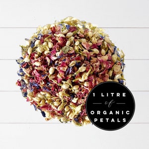 Coriandoli di fiori secchi ecologici / Petali di nozze biodegradabili da 1 litro / Lancio di coriandoli naturali / Confezione sfusa / Regalo di coriandoli naturali / nuziali