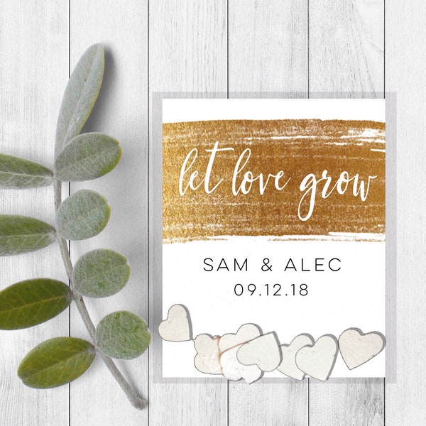 20 Kraft Seed Bags 'let Love Grow', Wedding Favour Bags, Wedding