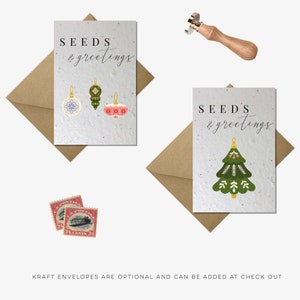 Jeu de 4 cartes de Noël à planter-cartes de remerciement-papier graines-graines et cartes de vœux-cartes de vacances-cartes écologiques-cartes durables-Noël