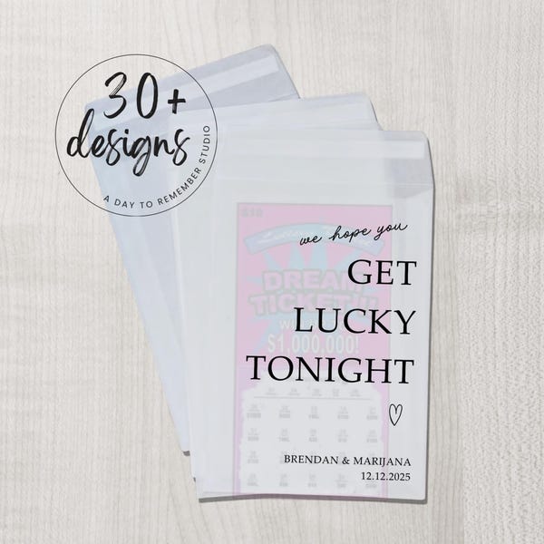 Cadeaux personnalisés pour cartes à gratter de mariage : sachets de strass biodégradables