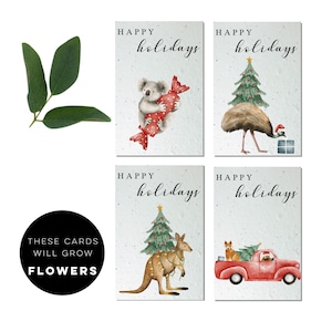 Jeu de 4 cartes de Noël à planter | cartes de remerciement | papier graine | Cartes de Noël australiennes | cartes écologiques | Cartes durables pour les Fêtes