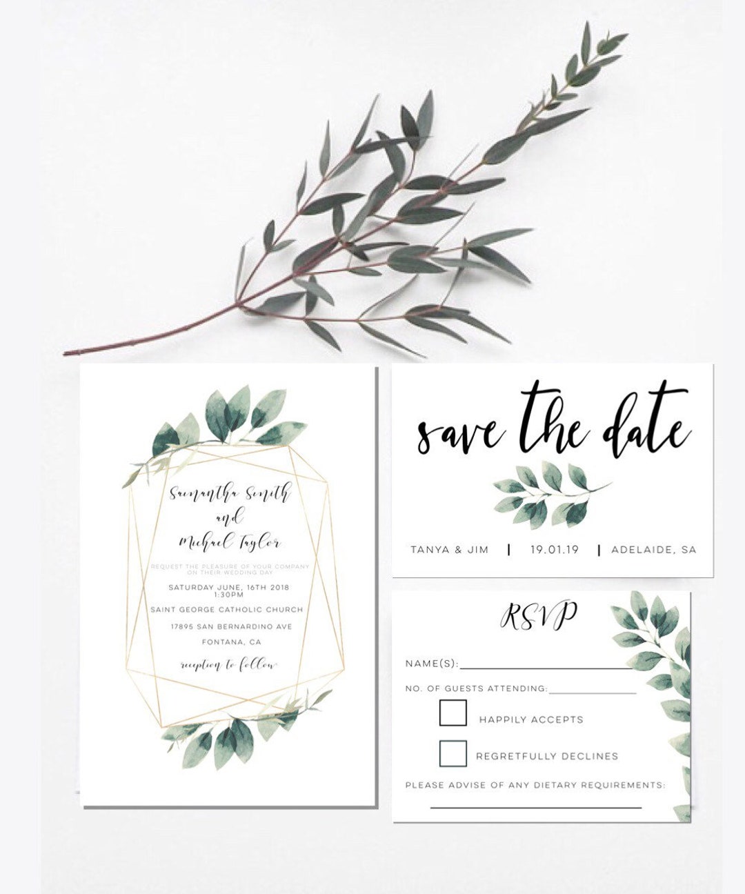 Greenery Wedding Invitationwedding Invitation Setwedding Invitations
