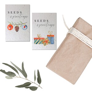 Jeu de 4 cartes de Noël à planter | cartes de remerciement | graines et salutations | cartes de vœux | cartes écologiques | cartes durables | Noël