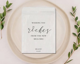 Wishing you Riches From the New Mr And Mrs Favor Bags-Scratch Ticket Wedding Favor Bags-Lotto Ticket Bag-Lottery Ticket Wedding-lotto ticket