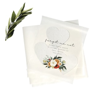 Pacote de sementes memorial - Pacote de sementes Favores - pacotes de sementes - pacotes de sementes funerárias - sementes personalizadas - celebração da vida - pacotes de sementes personalizados - memorial