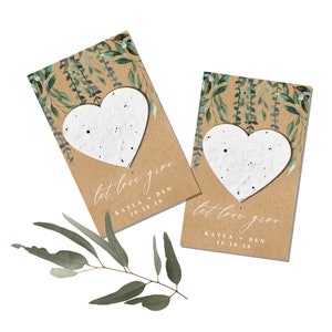 wedding favors-Let love grow favor cards-greenery drop-eucalyptus-seed paper cards-plantable favors-wedding favors-shower favor-favours