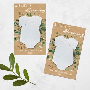 Baby Shower Favors For Guests-Baby in Bloom-Gender Neutral-Baby Shower seed favours-Plantable Onesie Shape Seed Paper-Birth Announcement