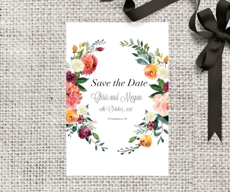 Calendar Save the Date magnet-Save the Date magnet-Custom save the date-Rustic save the date-Floral Wedding magnet-Save the Date postcard