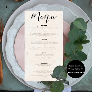 Menù piantabile / menù matrimonio / menù in carta semi / menù in carta semi / menù / matrimonio sostenibile / menù matrimonio minimalista / menù mangiamo