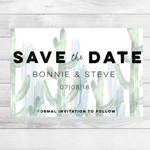 Save the Date magnet-Desert Save the Date-Custom save the date-Rustic save the date-Desert Wedding magnet-Save the Date postcard-cactus image 1