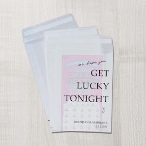 Porte-cartes à gratter Cadeaux de mariage | Nous espérons que vous aurez de la chance ce soir | Sacs de cadeaux de mariage personnalisés en cristal 100 % biodégradable
