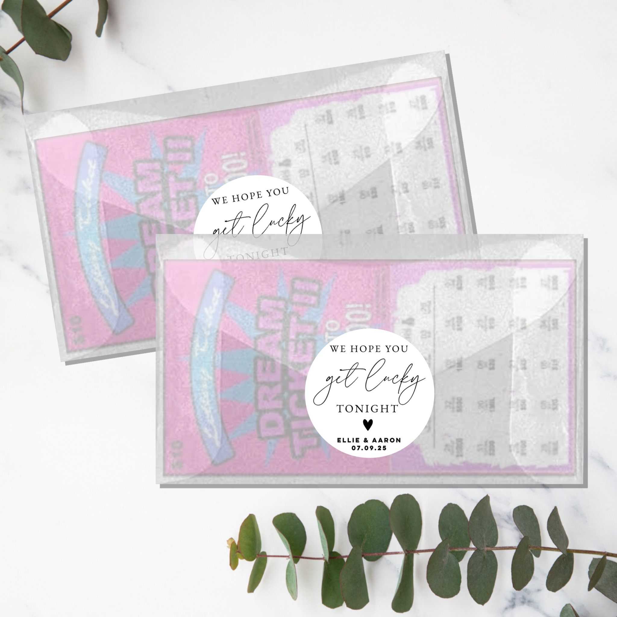 Personalized Lotto Ticket Wedding Favor Stickers