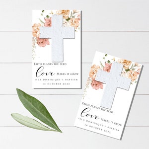 Recuerdos de bautizo / Tarjetas de recuerdo de primera comunión / Tarjetas de papel con semillas / Bautismo / Recuerdos de bautizo / Dedicación Recuerdos de primera comunión Semillas