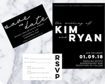 Modern Wedding Invitation-Wedding Invitation set-Wedding invitations-Invitation-Wedding invite-minimalist Wedding-Invitations-monochrome